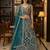 blue thread embroidered silk party lehenga set choli with dupatta