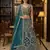 blue thread embroidered silk party lehenga set choli with dupatta