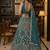 blue thread embroidered silk party lehenga set choli with dupatta
