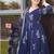 Royal blue digital printed muslin cotton stitched anarkali set with dupatta