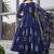 Royal blue digital printed muslin cotton stitched anarkali set with dupatta