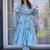 Sky blue digital printed muslin cotton stitched anarkali set with dupatta