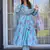 Sky blue digital printed muslin cotton stitched anarkali set with dupatta