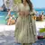 Sea green digital printed muslin cotton stitched anarkali set with dupatta