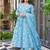 Sky blue digital printed muslin cotton stitched anarkali set with dupatta