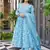 Sky blue digital printed muslin cotton stitched anarkali set with dupatta