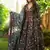 Black digital printed muslin cotton stitched anarkali set with dupatta