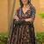 Black digital printed muslin cotton stitched anarkali set with dupatta