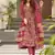 Burgundy digital printed muslin cotton stitched anarkali set with dupatta