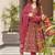 Burgundy digital printed muslin cotton stitched anarkali set with dupatta