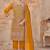 Mustard vichitra silk readymade suit with embroidery & lace work