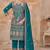 Teal vichitra silk readymade suit with embroidery & lace work
