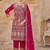Rani pink vichitra silk readymade suit with embroidery & lace work
