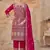 Rani pink vichitra silk readymade suit with embroidery & lace work
