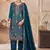 Blue vichitra silk readymade suit with embroidery & lace work