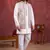 cream art silk 3 piece indo nehru jacket set for men