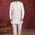 Cream art silk 3 piece indo jacket set for men