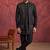 Black art silk 3 piece indo jacket set for men