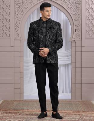 black velvet 3 piece bandhgala only 1