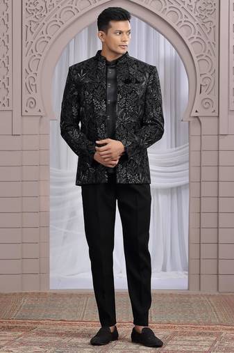 Black velvet 3 piece bandhgala only