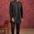 Black art silk 3 piece indo jacket set for men