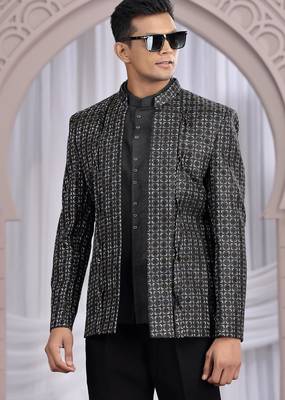 black art silk 3 piece bandhgala only 3
