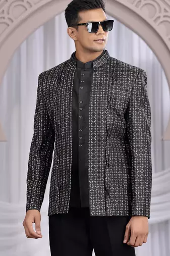 black art silk 3 piece bandhgala only