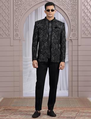black velvet 3 piece bandhgala only 2