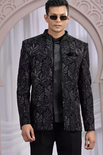 black velvet 3 piece bandhgala only