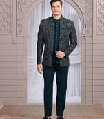 Teal green velvet 3 piece bandhgala only