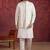 Cream art silk 3 piece indo jacket set for men