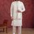 Cream art silk 3 piece indo jacket set for men