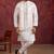 Cream art silk 3 piece indo jacket set for men