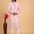 Pink art silk straight kurta for men