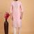 Pink art silk straight kurta for men