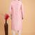 Pink art silk straight kurta for men