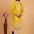 yellow art silk straight kurta pajama for men