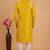 Yellow art silk straight kurta for men