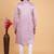 Lavender art silk straight kurta for men