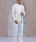 White art silk 3 piece bandhgala only