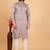 Grey art silk straight kurta for men