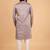 Grey art silk straight kurta for men