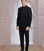 Black plain fabric with hand work bandhgala only