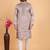 Grey art silk straight kurta for men