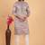 Grey art silk straight kurta for men