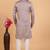 Grey art silk straight kurta for men