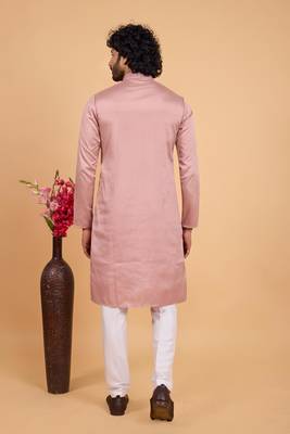 onion pink art silk straight kurta pajama for men 3