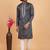 Dark grey art silk straight kurta for men