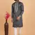 dark grey art silk straight kurta pajama for men
