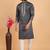 Dark grey art silk straight kurta for men